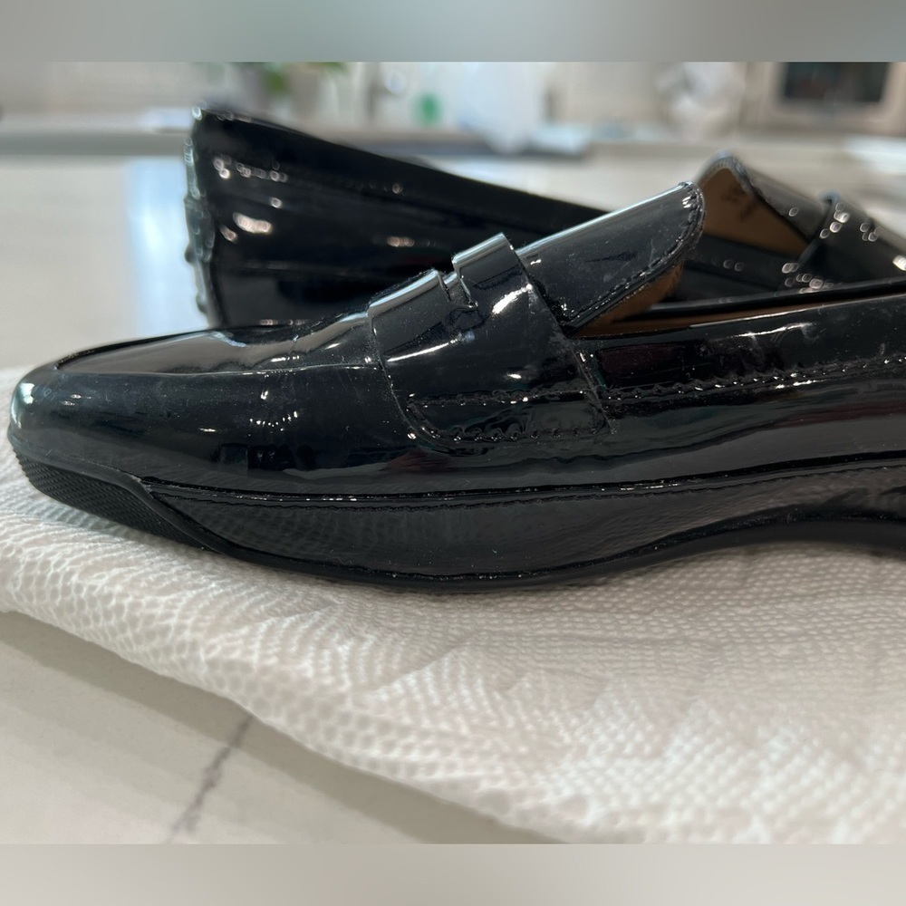 TOD’S black patent gominni leather driving moccasin loafers size 36.5 - Picture 4 of 10
